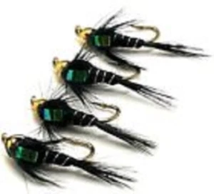 Trout Fly Fishing Flies BLACK FLASHBACK GOLD HEAD NYMPH BARBED or BARBLESS - Picture 1 of 1