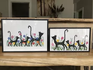 Gatto nero arte da parete incorniciato sciocchi snob punto croce set fiori estivi - Foto 1 di 13