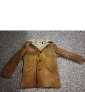 Abrigo de gamuza tostado forrado de sherpa vintage resistente County talla 44 LARGO - Imagen 1 de 7