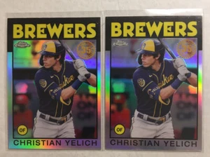 2021 Topps Chrome Christian Yelich #86BC-7 1986 Throwback (2 card lot) - Picture 1 of 2
