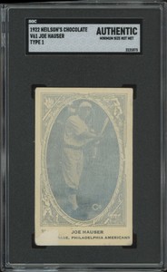 1922 NEILSON'S CHOCOLATE JOE HAUSER 53 POOR V61 TYPE 1 SGC A ATHLETICS