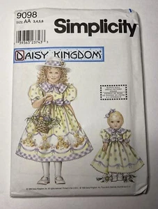 9098 UNCUT ‘Simplicity’ SEWING Pattern - ‘Childs Dress / 18” Doll Dress’ - Picture 1 of 3