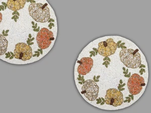 Set Of 6 Halloween Placemat Fall Pumpkin Table mats Beaded Charger Plate 13X13In - Picture 1 of 8