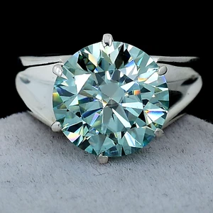 RARE 7.65 Ct Certified Ice Blue Diamond Solitaire Ring-Great Luster & Sparkle - Picture 1 of 10