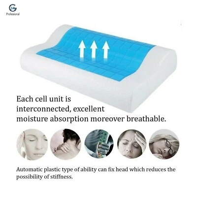 TOP HOME SOLUTIONS Memory Foam Gel Pillow Neck Back Head Support Orthopaedic Cervical Cushion