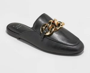 Women's Kiki Slip-On Memory Foam Mules - A New Day Faux Leather Shoes Black 7.5 - Picture 1 of 7