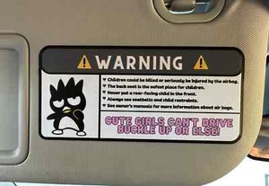 US-Verkäufer Badtz maru Kirby Hello Kitty lustiger Auto-Airbag Warnaufkleber Kuromi - Bild 1 von 11