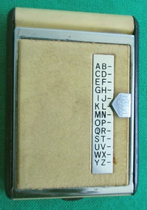 Agenda telefónica emergente Rolodex de bolsillo vintage metal miniatura amarillo/beige - Imagen 1 de 5