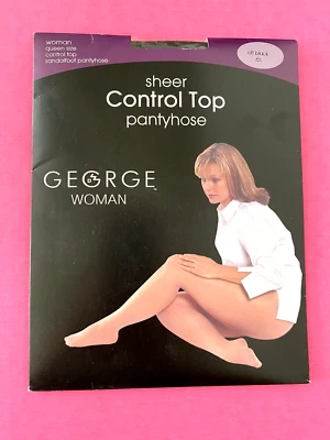 Pantimedias George 4862 transparentes talla grande negras con control de sandalia - talla 4X Foto 1 de 2