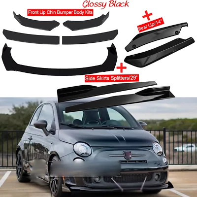 For Fiat 500 Front Bumper Lip Spoiler Body Kit Side+Skirt Rear - Imagem 1 de 4
