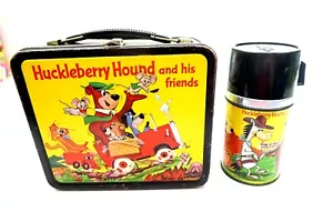 Vintage 1961 HUCKLEBERRY HOUND AND HIS FRIENDS Aladdin Lunch Box with Thermos - Picture 1 of 16