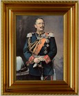 Kaiser-Wilhelm II. mit Epouletten. Kunstdruck. Rahmen goldfarbig