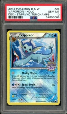 Vaporeon Pokemon 2012 Crosshatch Holo Championships DEX Promo 25/108 PSA 10 - Image 1 of 2
