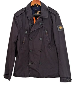 Superdry peacoat jacket L black lightweight lined field military Jump Jet - Picture 1 of 19