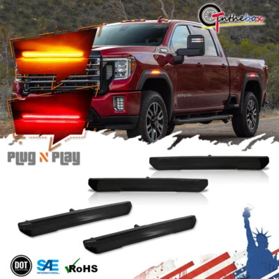 Для 2020-2024 GMC Sierra 2500HD и 3500HD желтые/красные светодиодные габаритные огни на крыло - Изображение 1 из 4