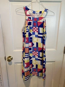 Euc Womens Vineyard Vines Nautical Flags Print Silk Dress Size 12 - Picture 1 of 3