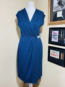 SÉRAPHINE Blue Wrap Nursing Jersey Stretch Belted Dress Sz 10 Mint Condition - Picture 1 of 4