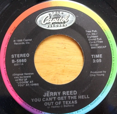 JERRY REED YOU CAN'T GET THE HELL OUT OF TEXAS 45RPM 7" VINYL RECORD NM CAPITOL - Image 1 of 4