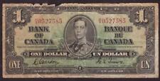 1937 Bank of Canada $1 dollar note Narrow Panel BC-21b H/A0527585 damaged