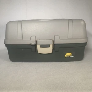 Vintage Plano  Fishing Tackle Box 3 Tray Gray Made In The USA - Picture 1 of 9