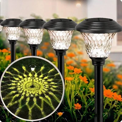 Paquete de 8 luces solares de camino BEAU JARDÍN, luces blancas brillantes alimentadas por energía solar apagadas... Foto 1 de 4