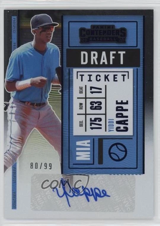 2020 Panini Contenders Prospect 2 Draft Ticket Blue /99 Yiddi Cappe #PT2-YC Auto - Image 1 of 2