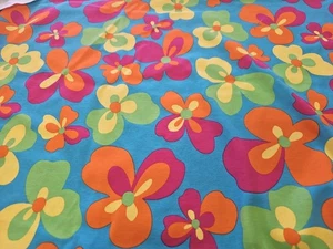1 YD  Floral Jersey  Knit Fabric Jersey Pop Boho Flowers  - Picture 1 of 1