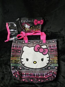 Hello Kitty Umhängetasche bunte Herzen Peace groß dünn mit 2 Beuteln - Bild 1 von 9