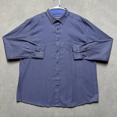 Johnston Murphy Shirt Mens 2XL Blue Purple Geometric Button Up Cotton Flip Cuff - Image 1 of 4