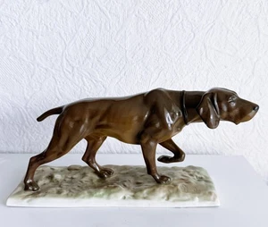Fraureuth Jugendstil Porzellan Figur Hund Jagdhund Entwurf Oskar Pflug signiert - Bild 1 von 14