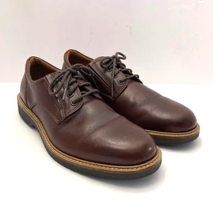 Ecco Brown Leather Oxfords Mens 8 EU 42 Lace Up Casual Comfort Shoes - Picture 1 of 9
