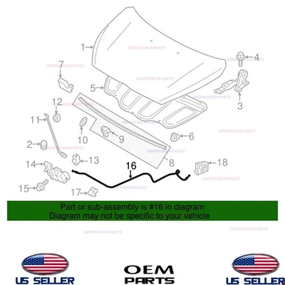 Cable de liberación de cierre de capó genuino 2014-2024 Mitsubishi Mirage 5910A069 Foto 1 de 2