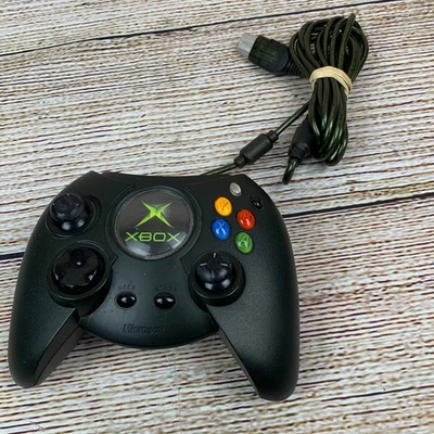 Original Microsoft Xbox Controller Black Wired Gamepad X08-17160 Tested - Image 1 of 4
