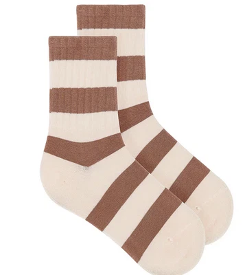 LOT OF 2 Casa Clara Rugby Brown Stripe Cotton Socks O/S NEW - Image 1 of 4