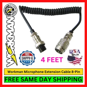 Workman EX8 8 Pin Mic Extension Cord 4' Coiled Cable for CB Ham Radio Yaesu Ken - Picture 1 of 7