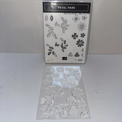 Stampin'Up! Conjunto de 11 fotopolímeros PETAL PARK não usados - Imagem 1 de 3