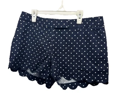 PANTALONES CORTOS J.CREW AZUL MARINO LUNARES BLANCOS DOBLADILLO FESTONEADO - Talla 4 Foto 1 de 4