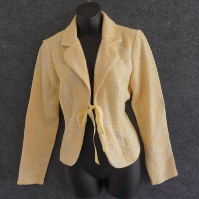 Chaqueta Blazer Y2K Faith Love Passion Amarillo Tweed Mujer Grande De Colección Foto 1 de 4