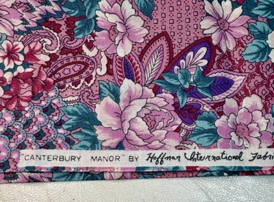 Canterbury Manor by Hoffman Fabric Paisley Floral Cotton Pink Purple 1/2 Yard - Image 1 of 2