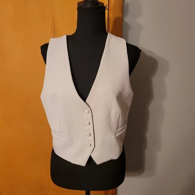 Jason Wu Vest Women's Size M Gray Button V-Neck Crop Sleeveless Blazer - Image 1 of 4