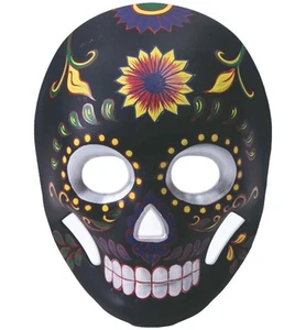 Day Of The Dead Black Flowers Sugar Skulls La Catrina Adult Womens Costume Mask - Picture 1 of 1