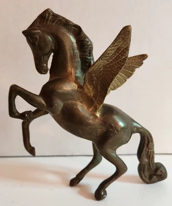 Vintage Pegasus Solid Brass Horse Figurine Winged Statue Mythical 6 1/2" x 6" - Picture 1 of 6