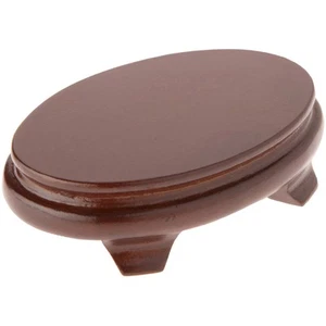 Plymor Walnut Oval Wood Veneer Footed Display Base, 4.375"W x 2.875"D x 1.25"H - Picture 1 of 1