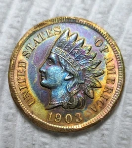 1903 Indian Head Cent Penny DDO DDR Collar Error Uncirculated Beautiful Tone - Picture 1 of 17