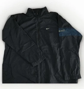 VTG NIKE Windbreaker Jacket Y2K Navy Blue XL Unisex Streetwear Swoosh Spellout - Picture 1 of 13
