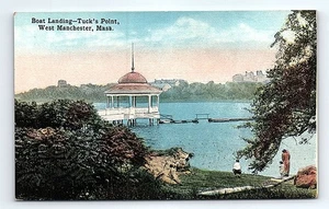 Vintage Bootslandung Tuck's Point West Manchester Massachusetts Postkarte - Bild 1 von 7