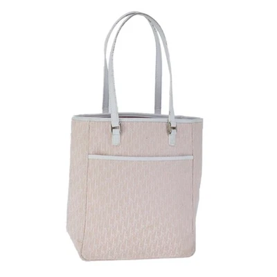Christian Dior Trotter Canvas Tote Bag Pink Silver Auth ep6713 - Image 1 of 4