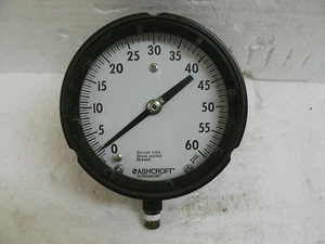 ASHCROFT PRESSURE GAUGE 0-60 PSI 4" DIAL BRONZE TUBE - Picture 1 of 2