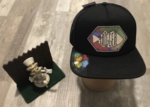 Trucker Hat Abstract Trigger Fish AMachenDesign 5 Panel Foam Rare Rope New Black - Picture 1 of 7