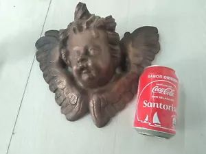 Pedestral corbel Mísula angel head sacred/religious art carved wood 20th century - Picture 1 of 9